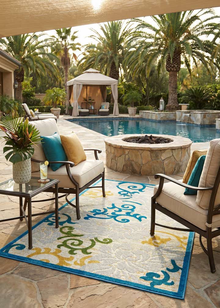 4' x 6' Easy-Clean Botanical Indoor / Outdoor Rug