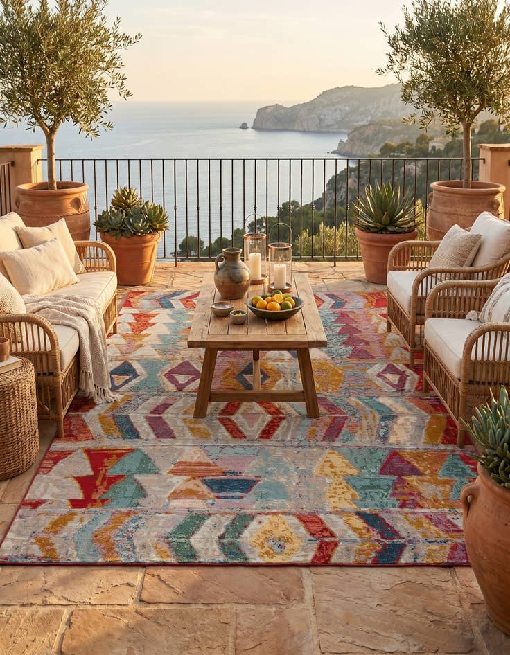 Detail image of 5' 3 x 8' Easy-Clean Modern Indoor / Outdoor Rug