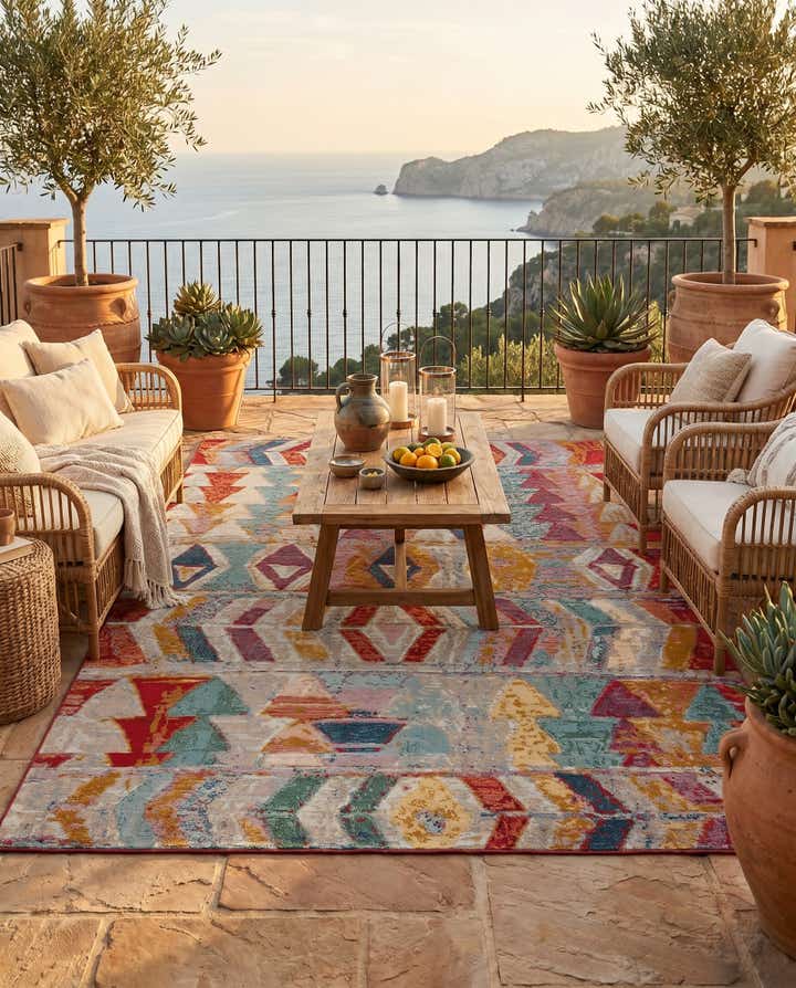 5' 3 x 8' Easy-Clean Modern Indoor / Outdoor Rug