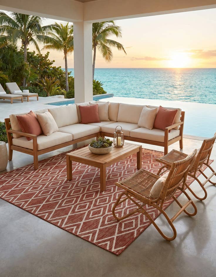 Detail image of 7' 10 x 7' 10 Easy-Clean Jill Zarin Turks and Caicos Indoor / Outdoor Square Rug