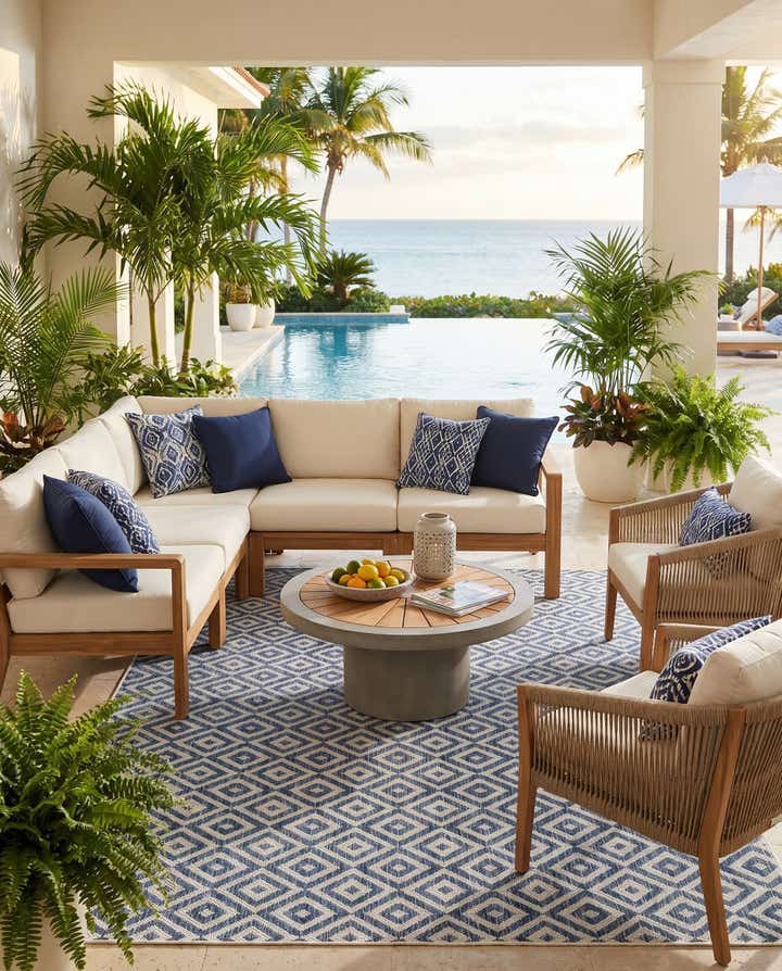 5' 3 x 8' Easy-Clean Jill Zarin Costa Rica Indoor / Outdoor Rug