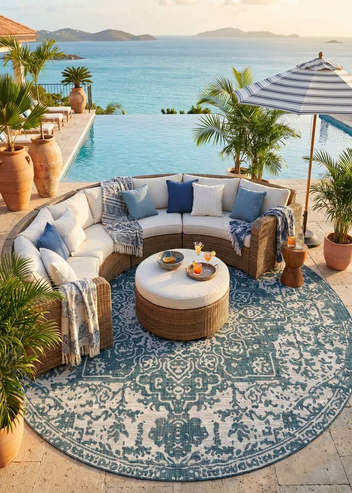 10' 8 x 10' 8 Easy-Clean Jill Zarin Dubai Indoor / Outdoor Round Rug