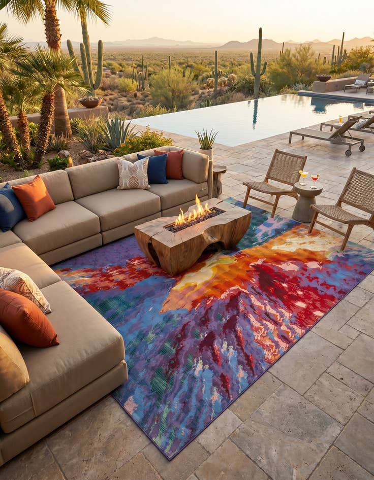 Detail image of 10' x 13' Easy-Clean Modern Indoor / Outdoor Rug