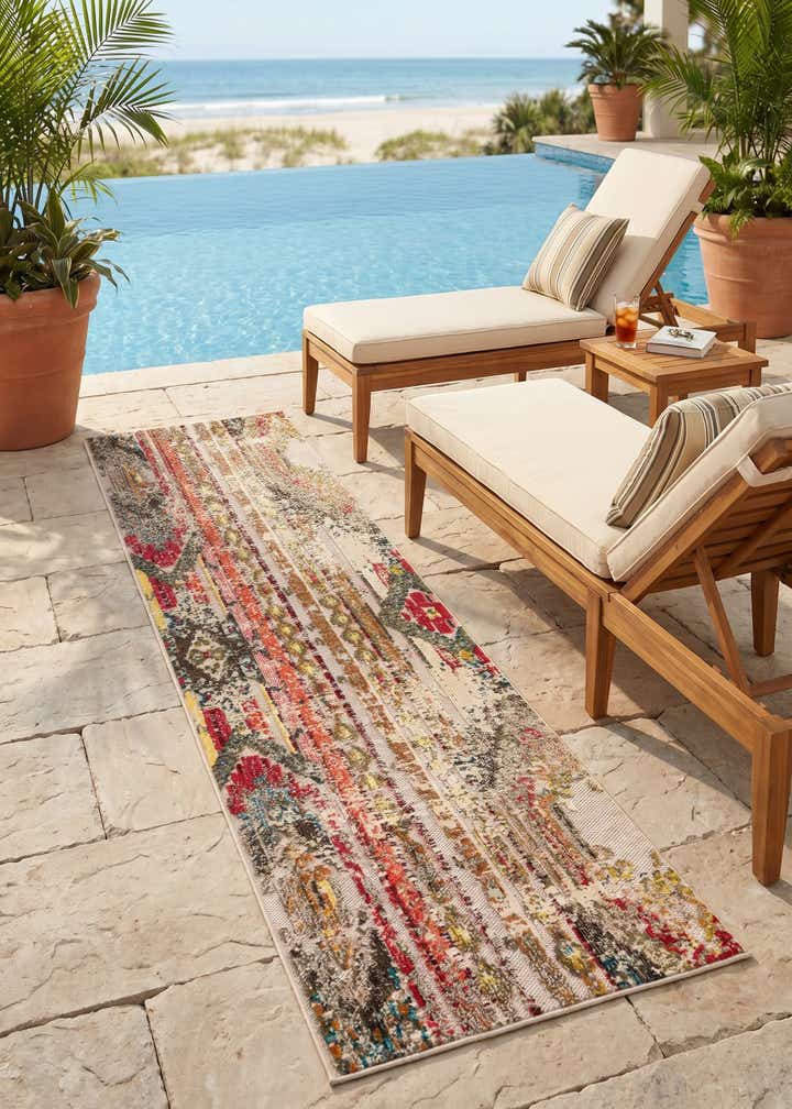 2' 7 x 10' Easy-Clean Casablanca Indoor / Outdoor Runner Rug