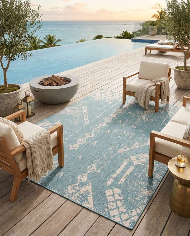 9' x 12' Easy-Clean Bohemian Indoor / Outdoor Rug