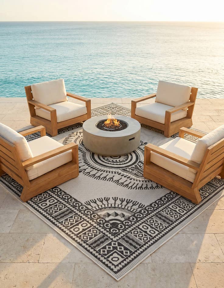 Detail image of 7' 10 x 7' 10 Easy-Clean Traditional Indoor / Outdoor Square Rug