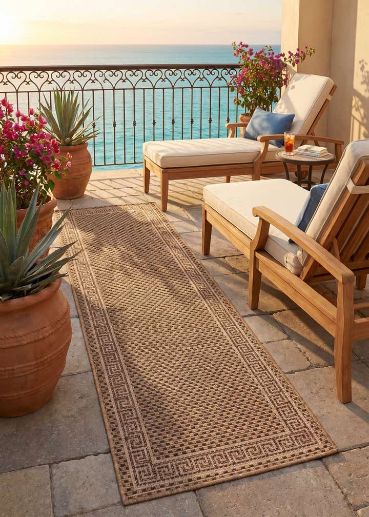 2' x 6' Easy-Clean Border Indoor / Outdoor Runner Rug