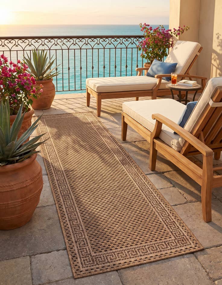 Detail image of 2' x 6' Easy-Clean Border Indoor / Outdoor Runner Rug