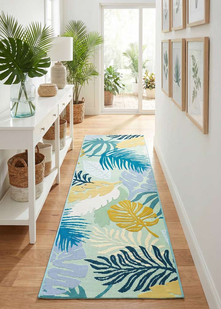2' x 6' Easy-Clean Botanical Indoor / Outdoor Runner Rug