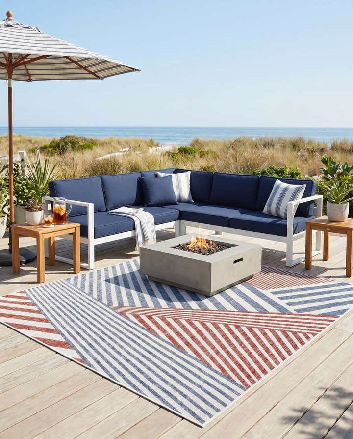 7' 10 x 7' 10 Easy-Clean Jill Zarin Indoor / Outdoor Square Rug