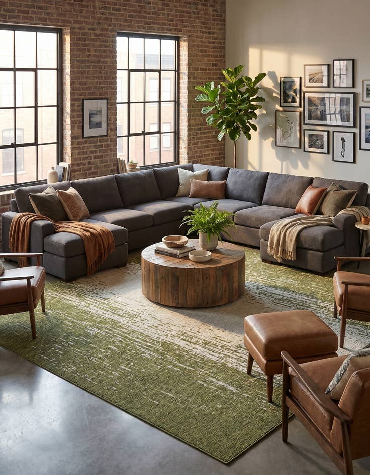 Detail image of 13' x 13' Easy-Clean Modern Indoor / Outdoor Square Rug