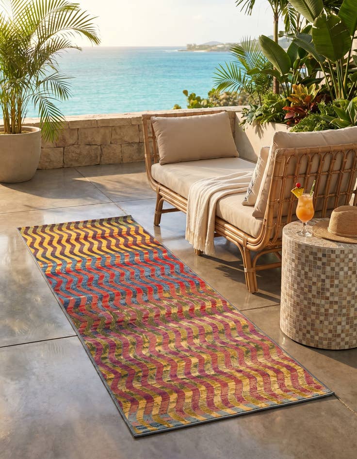 Detail image of 2' x 6' Easy-Clean Modern Indoor / Outdoor Runner Rug