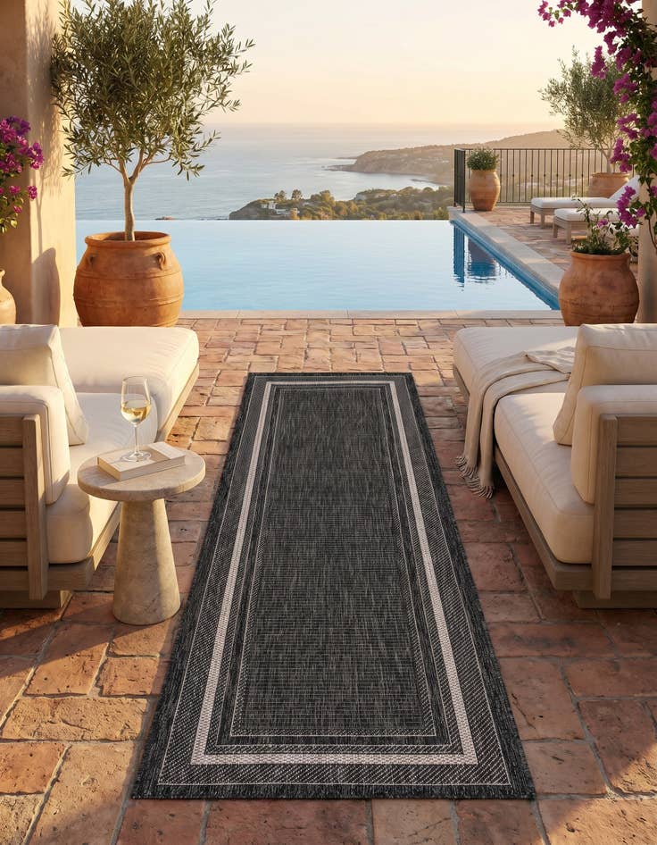 Detail image of 2' x 6' Easy-Clean Border Indoor / Outdoor Runner Rug