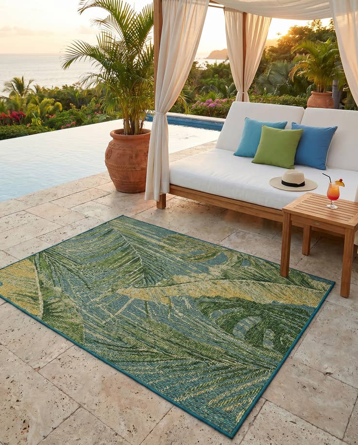 Detail image of 4' x 6' Easy-Clean Botanical Indoor / Outdoor Rug