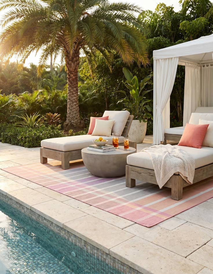 Detail image of 6' x 9' Easy-Clean Striped Indoor / Outdoor Rug