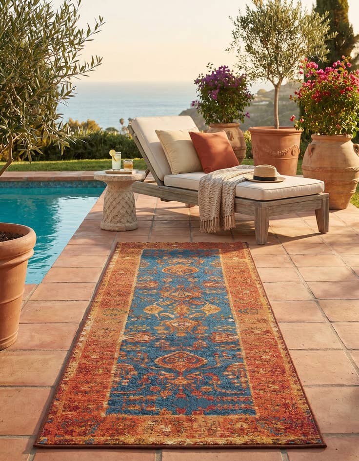 Detail image of 2' x 6' Easy-Clean Traditional Indoor / Outdoor Runner Rug