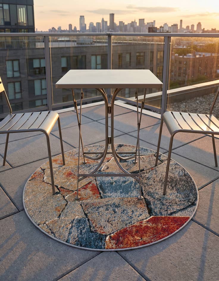 Detail image of 3' x 3' Easy-Clean Modern Indoor / Outdoor Round Rug