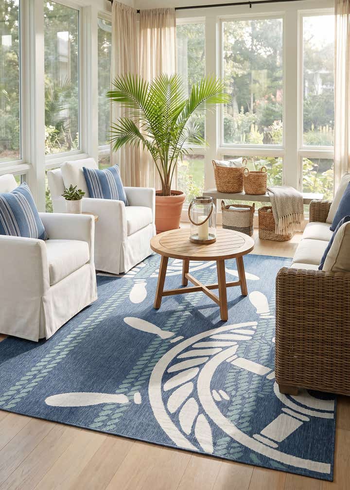 7' 10 x 10' Easy-Clean Coastal Indoor / Outdoor Rug
