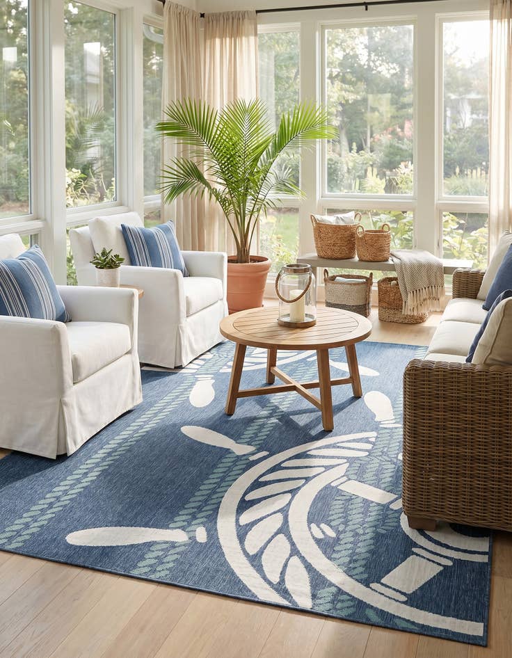 Detail image of 7' 10 x 10' Easy-Clean Coastal Indoor / Outdoor Rug