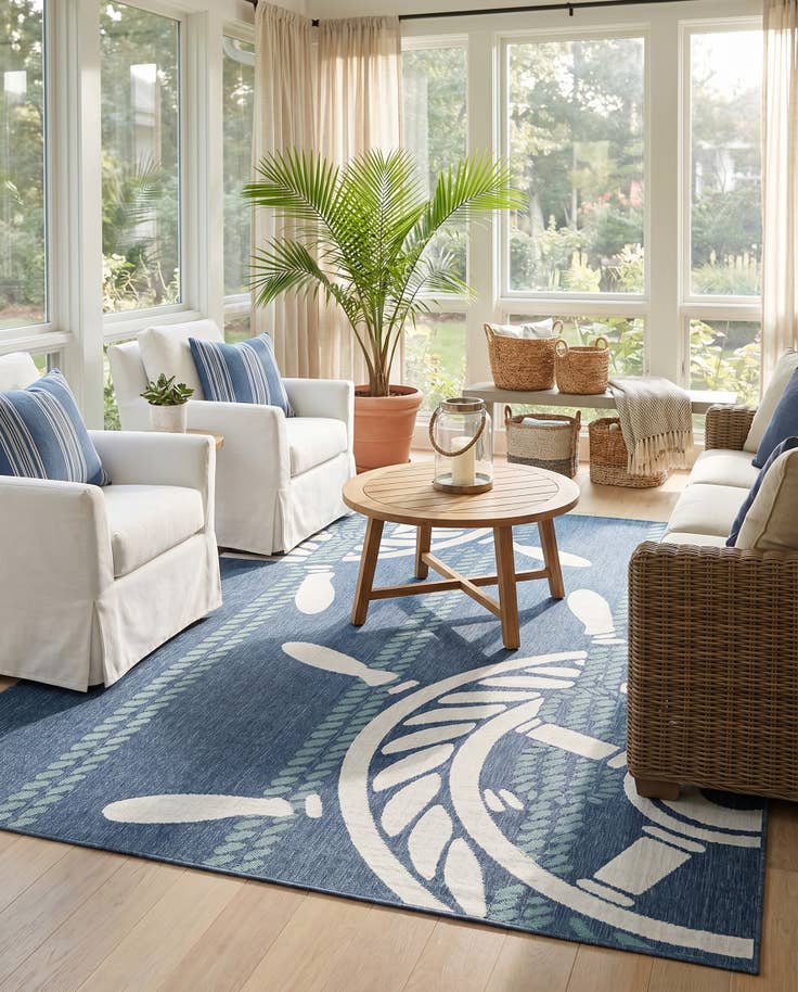 Detail image of 7' 10 x 10' Easy-Clean Coastal Indoor / Outdoor Rug