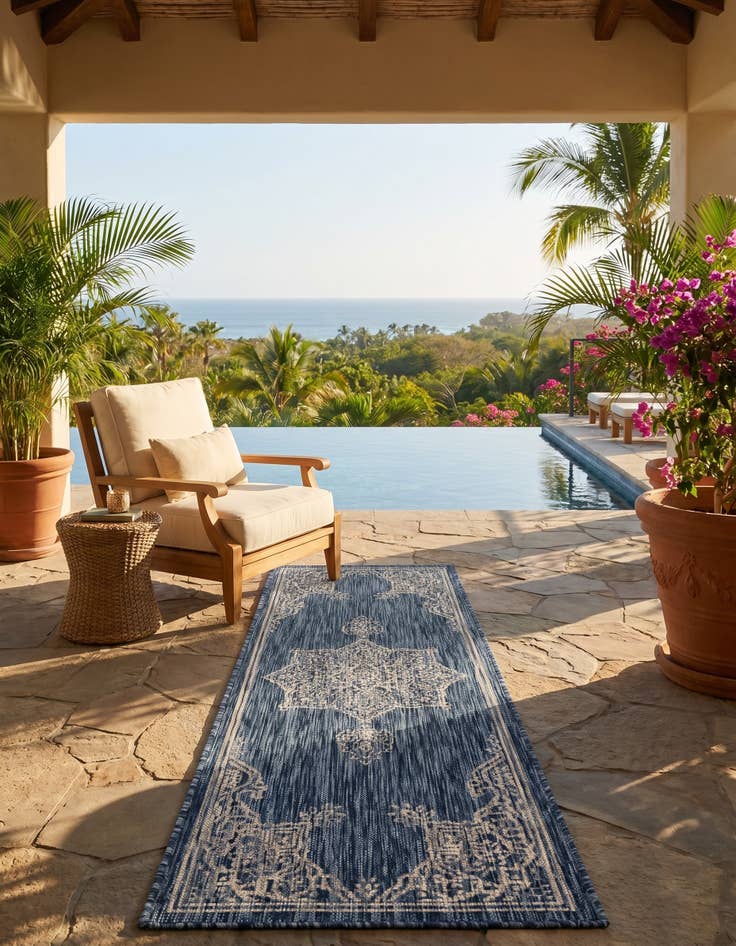 Detail image of 2' x 6' Easy-Clean Traditional Indoor / Outdoor Runner Rug