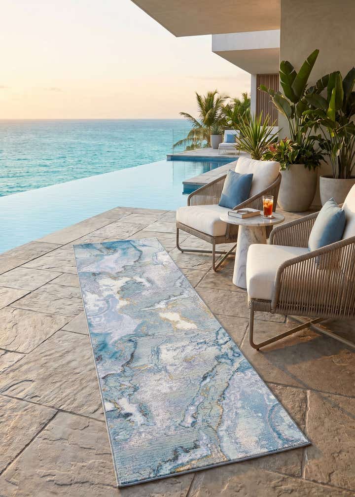 2' 7 x 10' Easy-Clean Modern Indoor / Outdoor Runner Rug