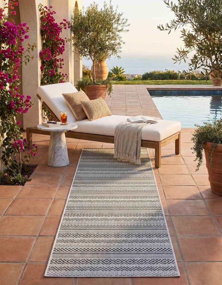 Detail image of 2' x 8' Easy-Clean Striped Indoor / Outdoor Runner Rug