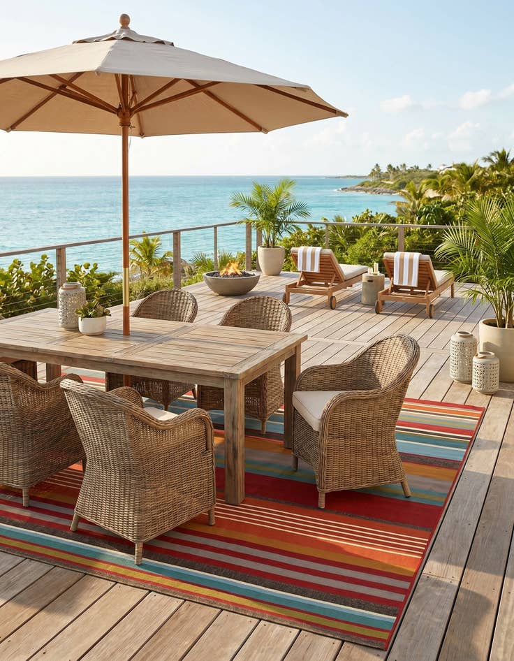 Detail image of 7' 10 x 10' Easy-Clean Modern Indoor / Outdoor Rug