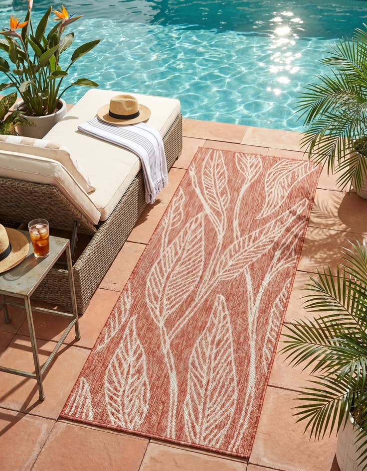 Detail image of 2' x 6' Easy-Clean Botanical Indoor / Outdoor Runner Rug