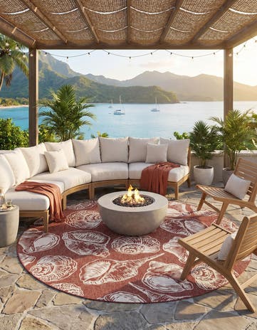 10' x 10' Easy-Clean Coastal Indoor / Outdoor Round Rug