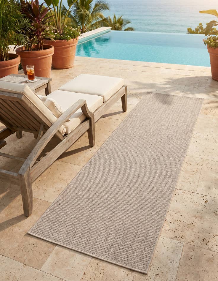 Detail image of 2' x 6' Easy-Clean Solid Indoor / Outdoor Runner Rug