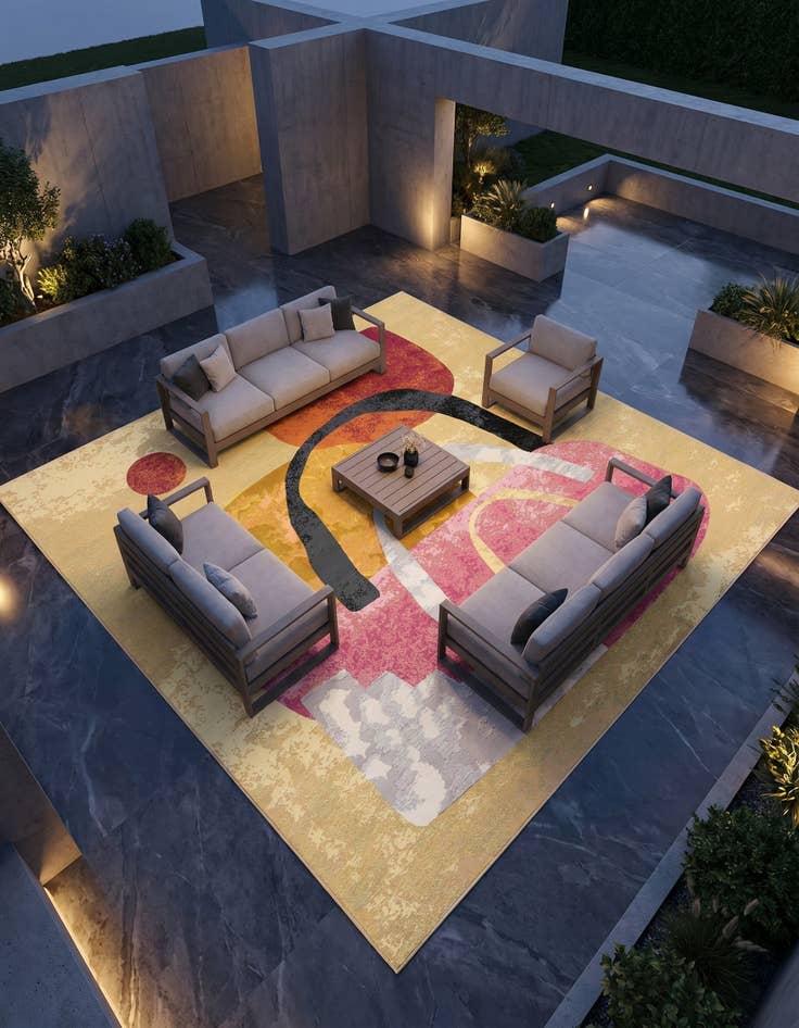 Detail image of 10' x 10' Easy-Clean Modern Indoor / Outdoor Square Rug