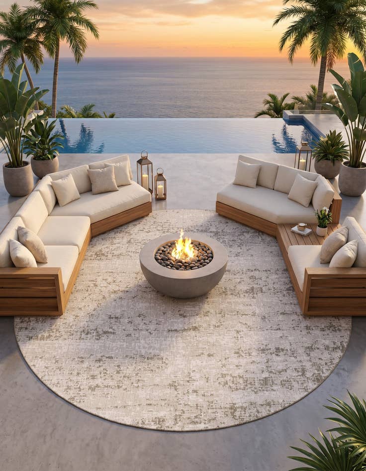 Detail image of 13' x 13' Easy-Clean Modern Indoor / Outdoor Round Rug