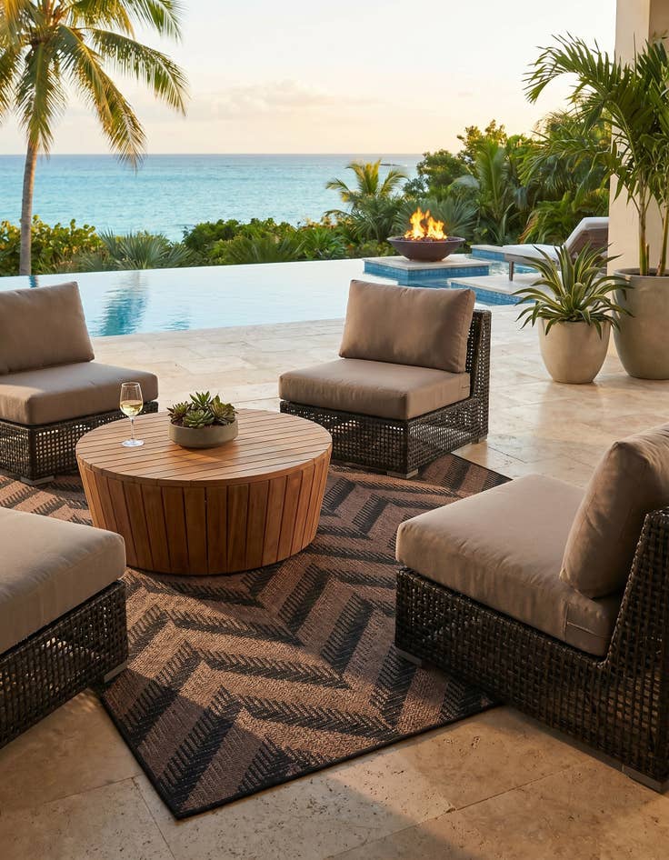 Detail image of 6' x 6' Easy-Clean Modern Indoor / Outdoor Square Rug