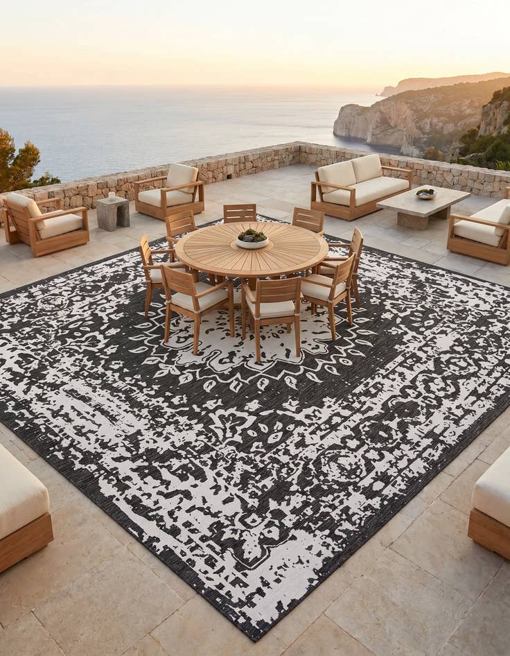 Detail image of 13' x 13' Easy-Clean Traditional Indoor / Outdoor Square Rug