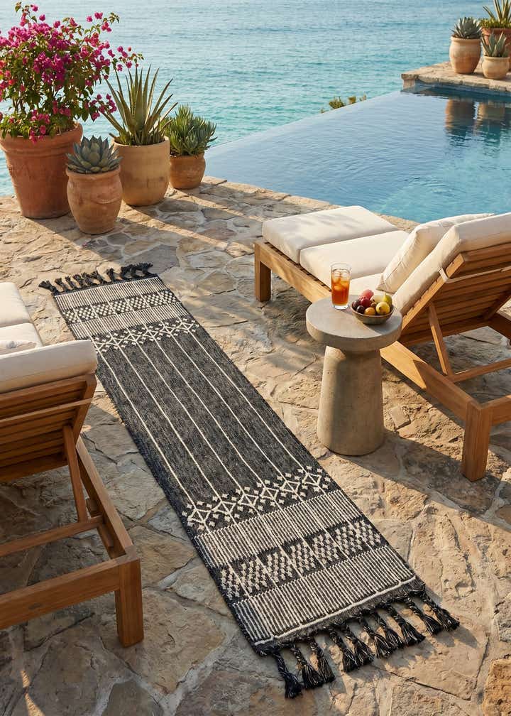 2' 2 x 8' 2 Easy-Clean Eco Bohemian Indoor / Outdoor Runner Rug