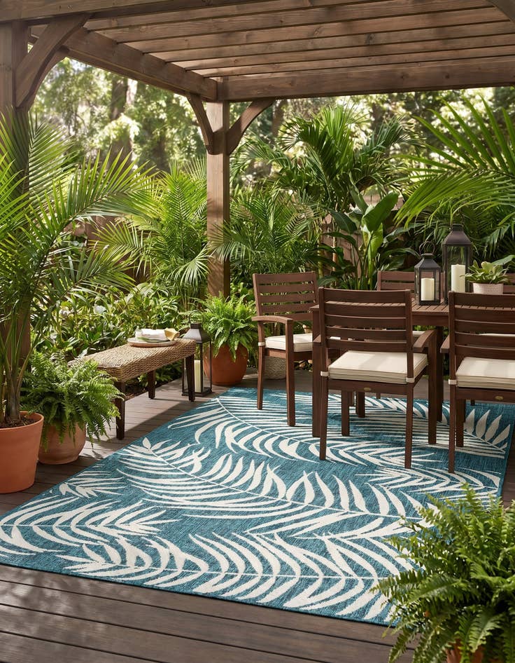 Detail image of 5' 3 x 8' Easy-Clean Botanical Indoor / Outdoor Rug