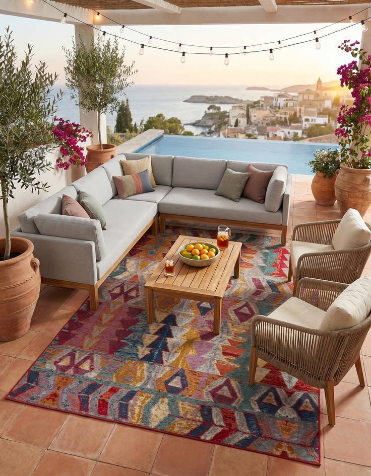 Detail image of 6' x 9' Easy-Clean Modern Indoor / Outdoor Rug