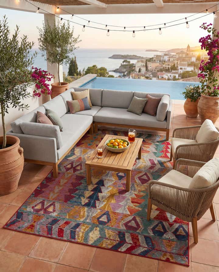 6' x 9' Easy-Clean Modern Indoor / Outdoor Rug