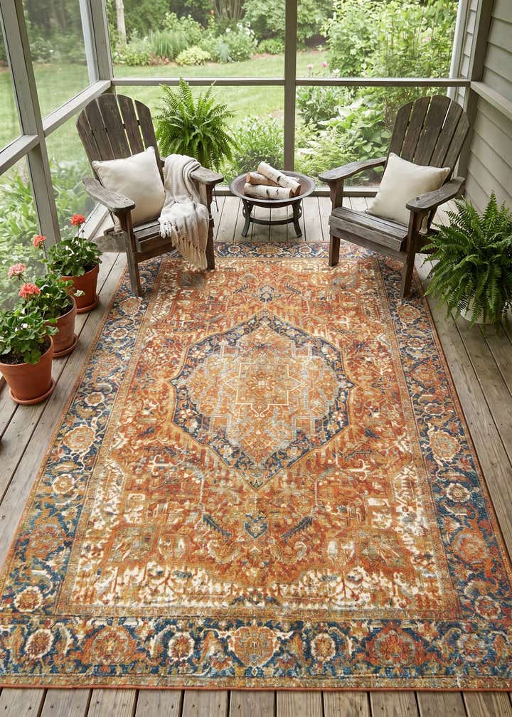 5' 3 x 8' Easy-Clean Traditional Indoor / Outdoor Rug