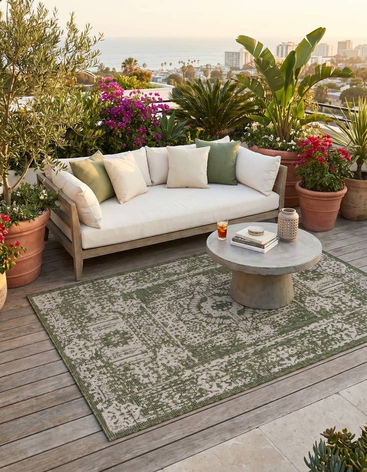 Detail image of 5' 3 x 8' Easy-Clean Traditional Indoor / Outdoor Rug
