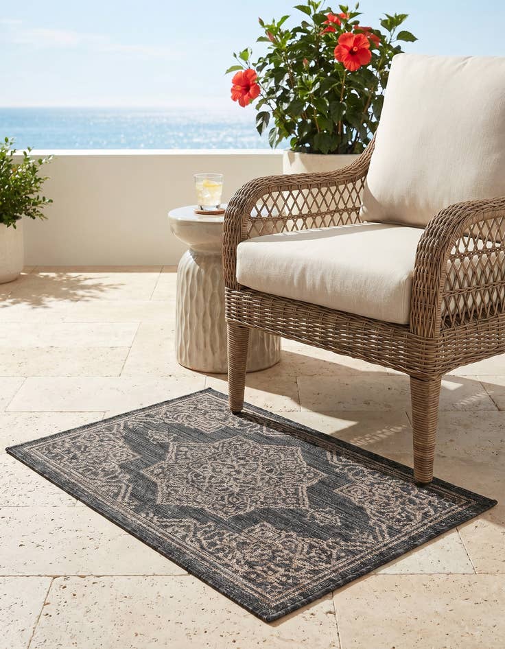 Detail image of 2' x 3' Easy-Clean Traditional Indoor / Outdoor Rug