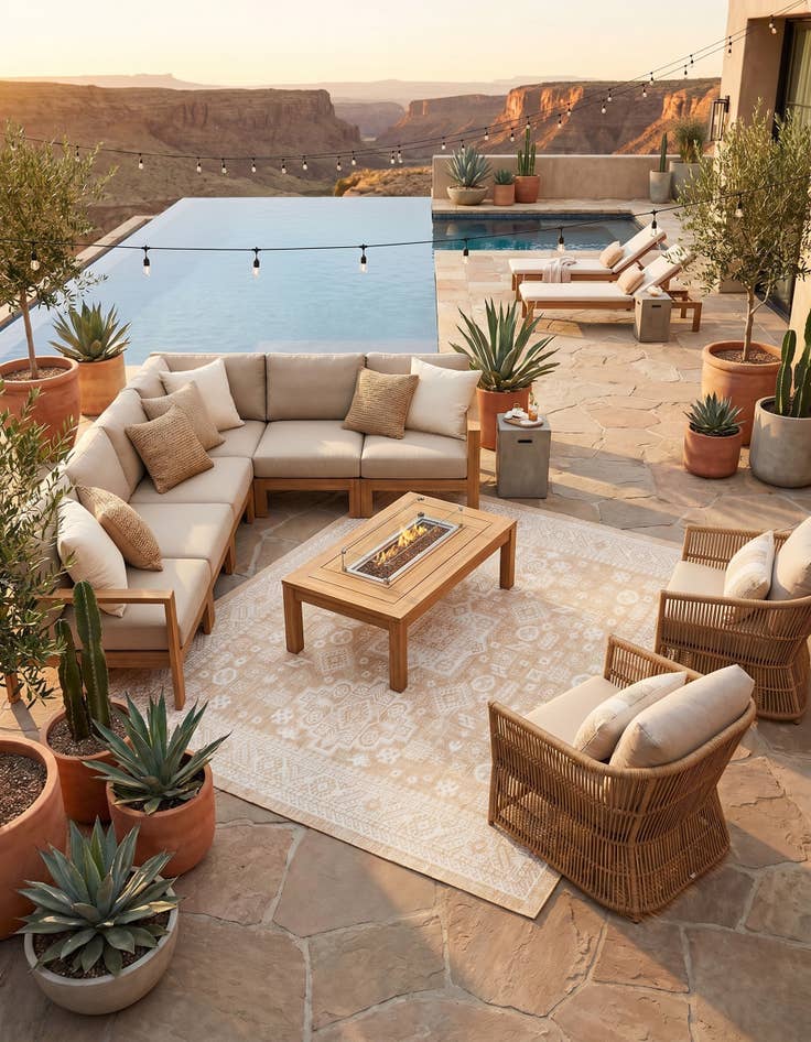 Detail image of 7' 10 x 7' 10 Easy-Clean Aztec Indoor / Outdoor Square Rug