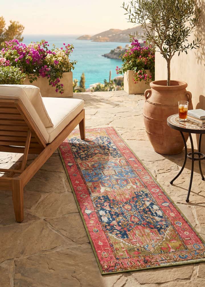 2' x 8' Easy-Clean Traditional Indoor / Outdoor Runner Rug