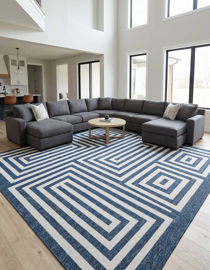 Detail image of 13' x 13' Easy-Clean Modern Indoor / Outdoor Square Rug