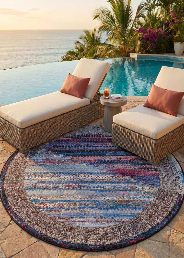 5' x 5' Easy-Clean Modern Indoor / Outdoor Round Rug