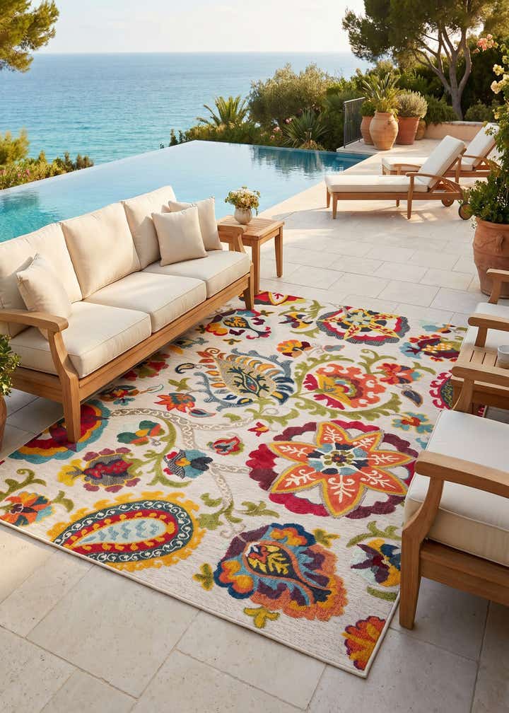 7' 10 x 10' Easy-Clean Casablanca Indoor / Outdoor Rug