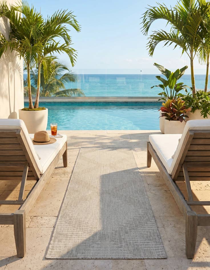 Detail image of 2' x 8' Easy-Clean Modern Indoor / Outdoor Runner Rug