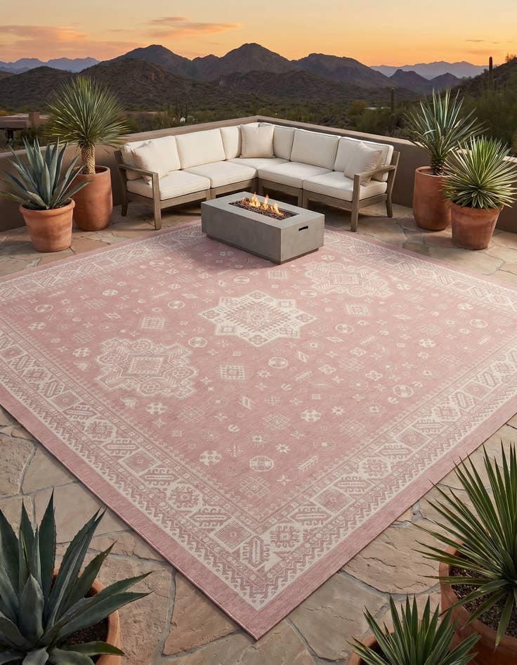 Detail image of 13' x 13' Easy-Clean Aztec Indoor / Outdoor Square Rug