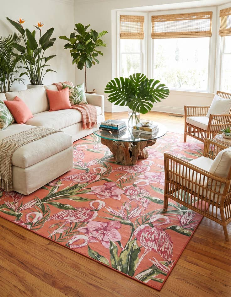 Detail image of 10' x 14' Easy-Clean Botanical Indoor / Outdoor Rug